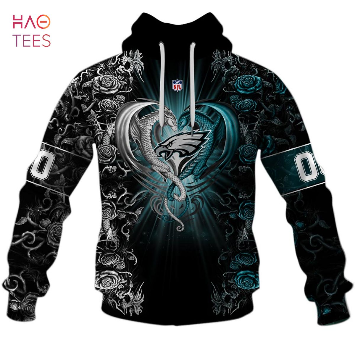 BEST Personalized NFL Rose Dragon Philadelphia Eagles Hoodie BEST Personalized NFL Rose Dragon Philadelphia Eagles Hoodie