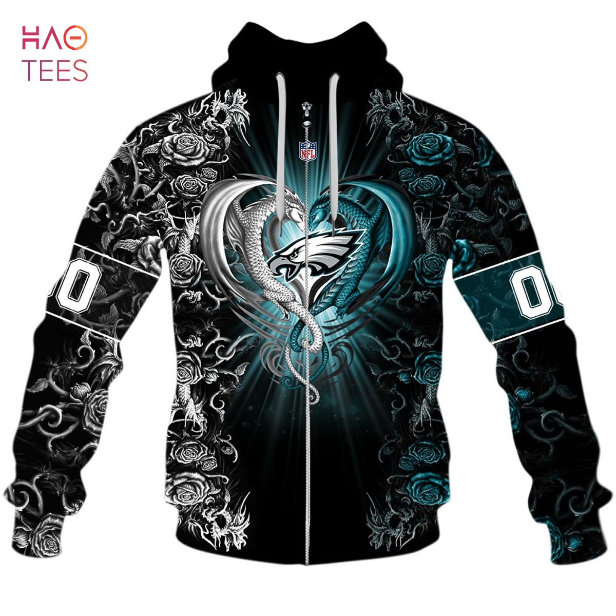 BEST Personalized NFL Rose Dragon Philadelphia Eagles Hoodie BEST Personalized NFL Rose Dragon Philadelphia Eagles Hoodie