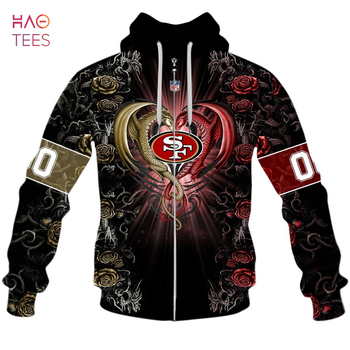 BEST Personalized NFL Rose Dragon San Francisco 49ers Hoodie