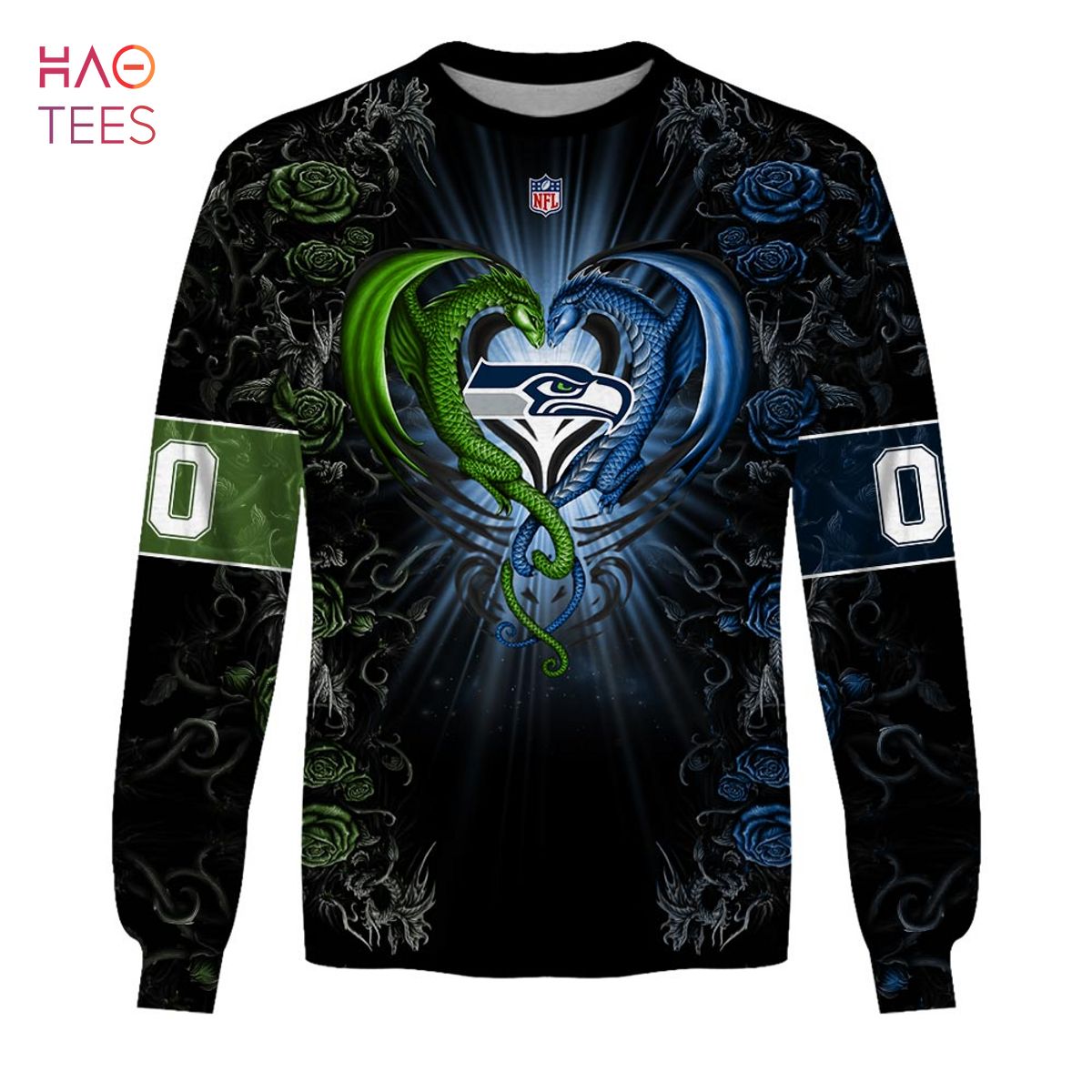 BEST Personalized NFL Rose Dragon Seattle Seahawks Hoodie