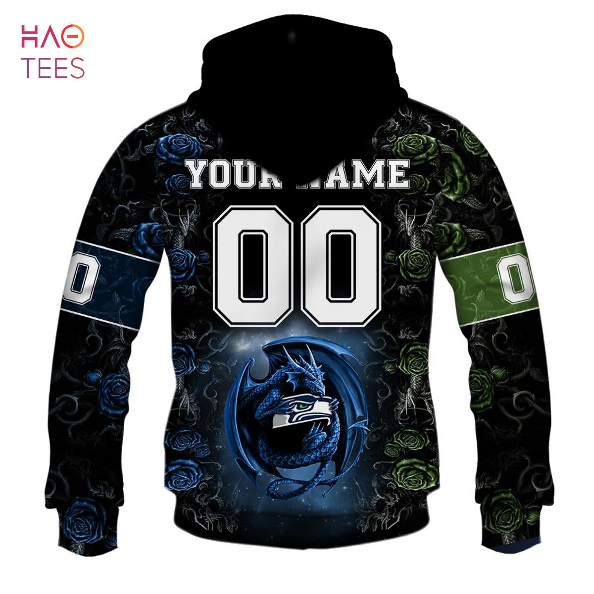 BEST Personalized NFL Rose Dragon Seattle Seahawks Hoodie BEST Personalized NFL Rose Dragon Seattle Seahawks Hoodie