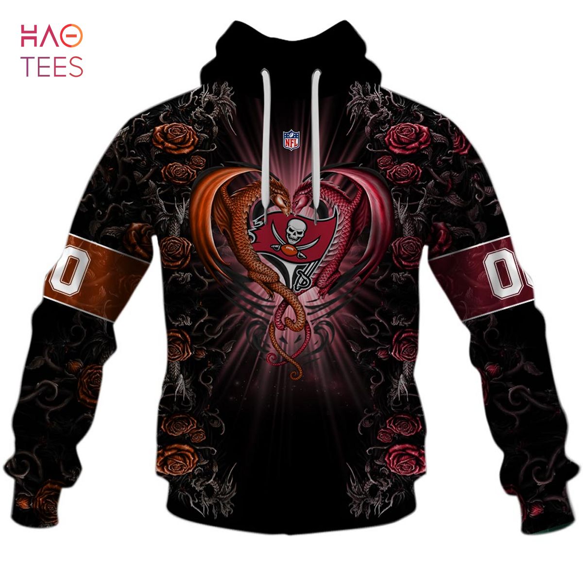 BEST Personalized NFL Rose Dragon Tampa Bay Buccaneers Hoodie BEST Personalized NFL Rose Dragon Tampa Bay Buccaneers Hoodie