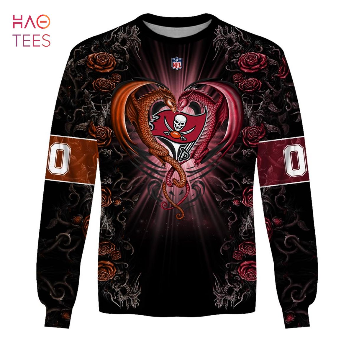 BEST Personalized NFL Rose Dragon Tampa Bay Buccaneers Hoodie BEST Personalized NFL Rose Dragon Tampa Bay Buccaneers Hoodie