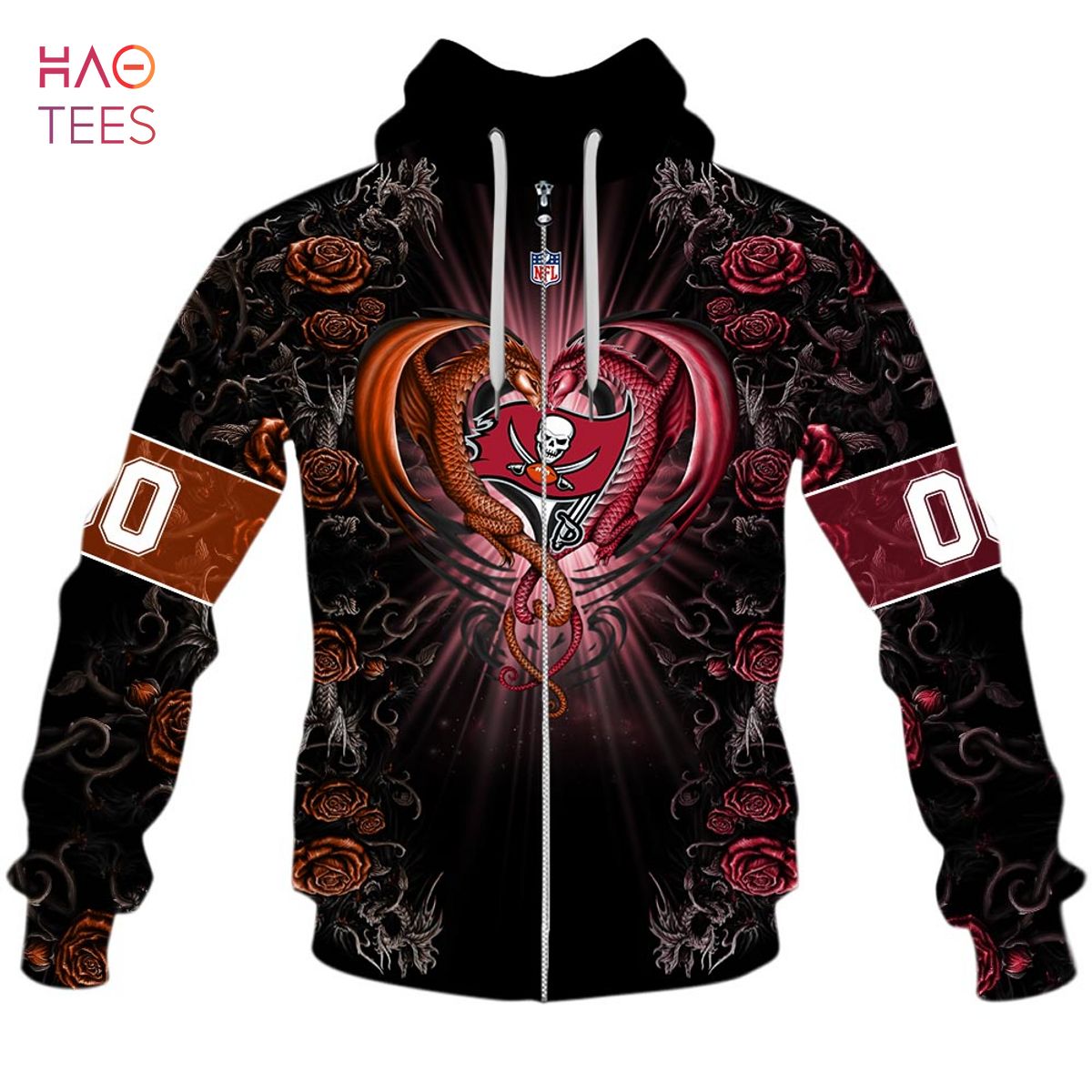 BEST Personalized NFL Rose Dragon Tampa Bay Buccaneers Hoodie BEST Personalized NFL Rose Dragon Tampa Bay Buccaneers Hoodie