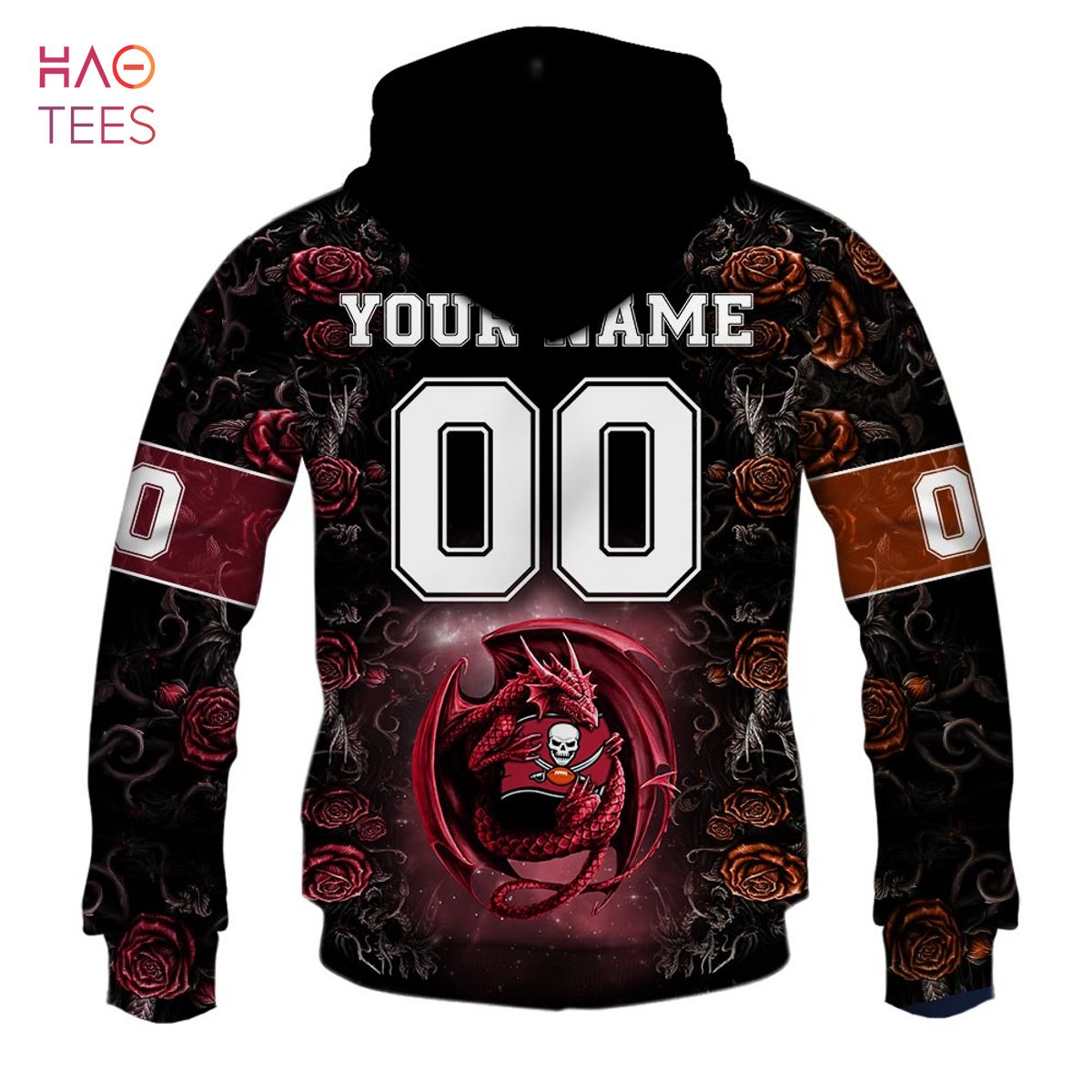 BEST Personalized NFL Rose Dragon Tampa Bay Buccaneers Hoodie BEST Personalized NFL Rose Dragon Tampa Bay Buccaneers Hoodie