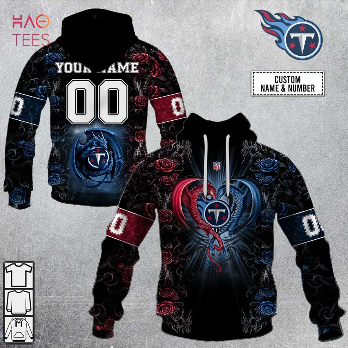 BEST Personalized NFL Rose Dragon Tennessee Titans Hoodie