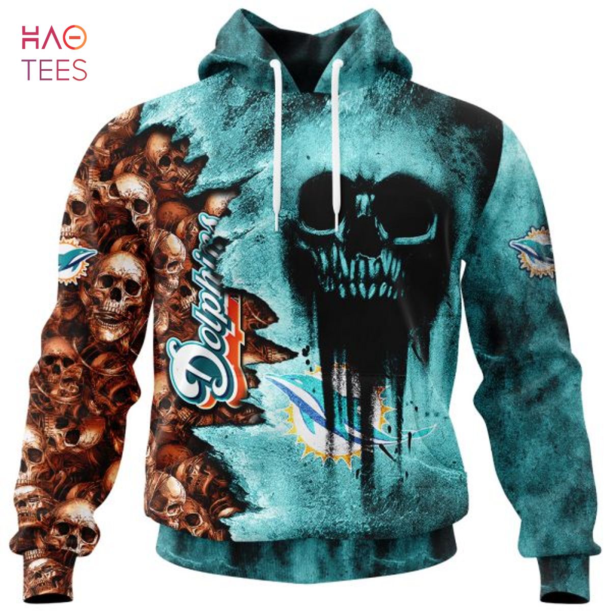 BEST Dolphins Halloween Cemetery Skull Jersey LIMITED EDITION 3D Hoodie