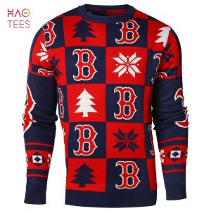 BEST Boston Red Sox Patches MLB Ugly Crew Neck Sweater by Forever Collectibles