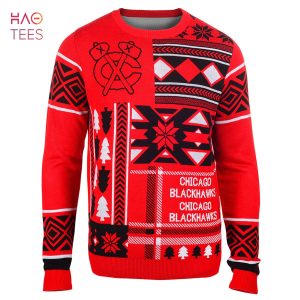 BEST Chicago Blackhawks NHL Patches Ugly Sweater