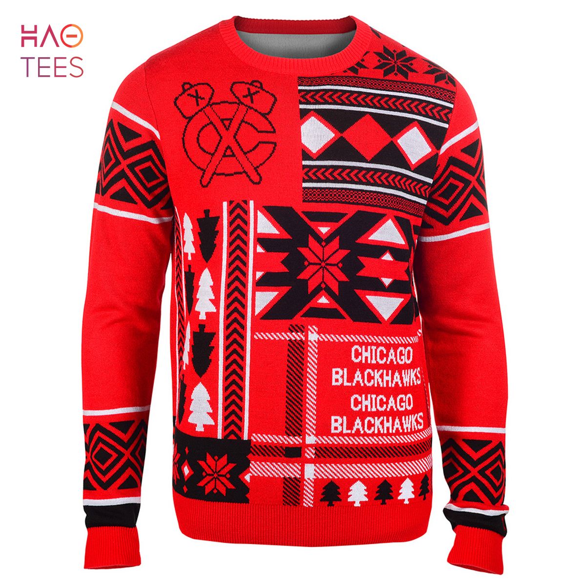 BEST Chicago Blackhawks NHL Patches Ugly Sweater BEST Chicago Blackhawks NHL Patches Ugly Sweater