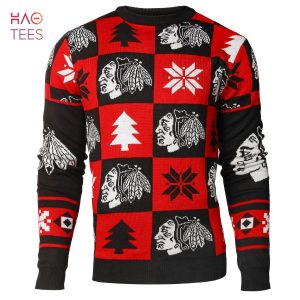 BEST Chicago Blackhawks Patches NHL Ugly Crew Neck Sweater by Forever Collectibles