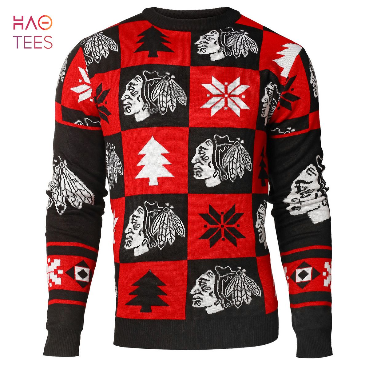 BEST Chicago Blackhawks Patches NHL Ugly Crew Neck Sweater by Forever Collectibles BEST Chicago Blackhawks Patches NHL Ugly Crew Neck Sweater by Forever Collectibles