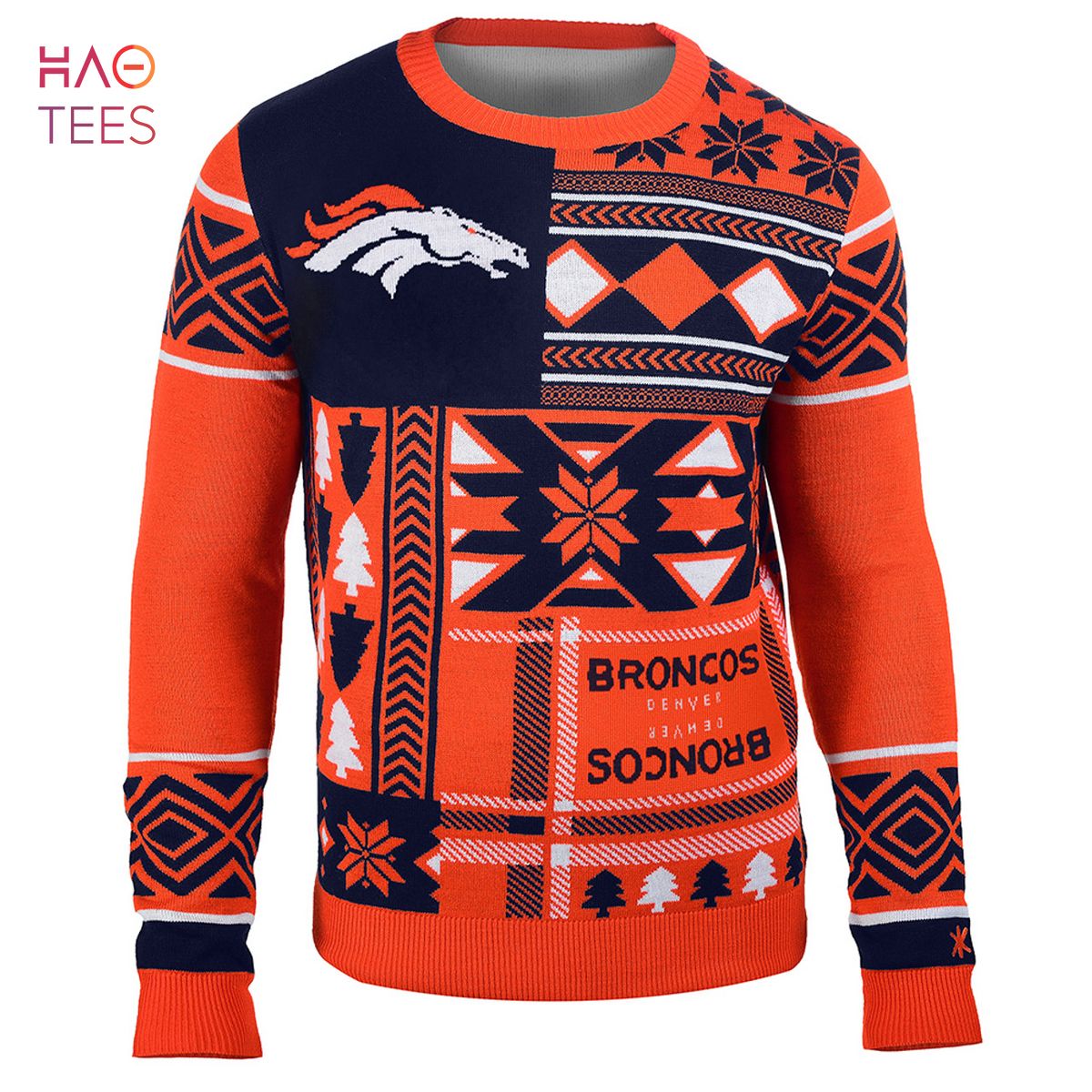 BEST Denver Broncos NFL Patches Ugly Sweater BEST Denver Broncos NFL Patches Ugly Sweater