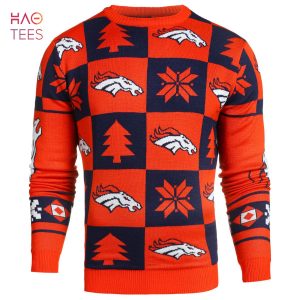 BEST Denver Broncos NFL Repeat Patches Holiday Sweater