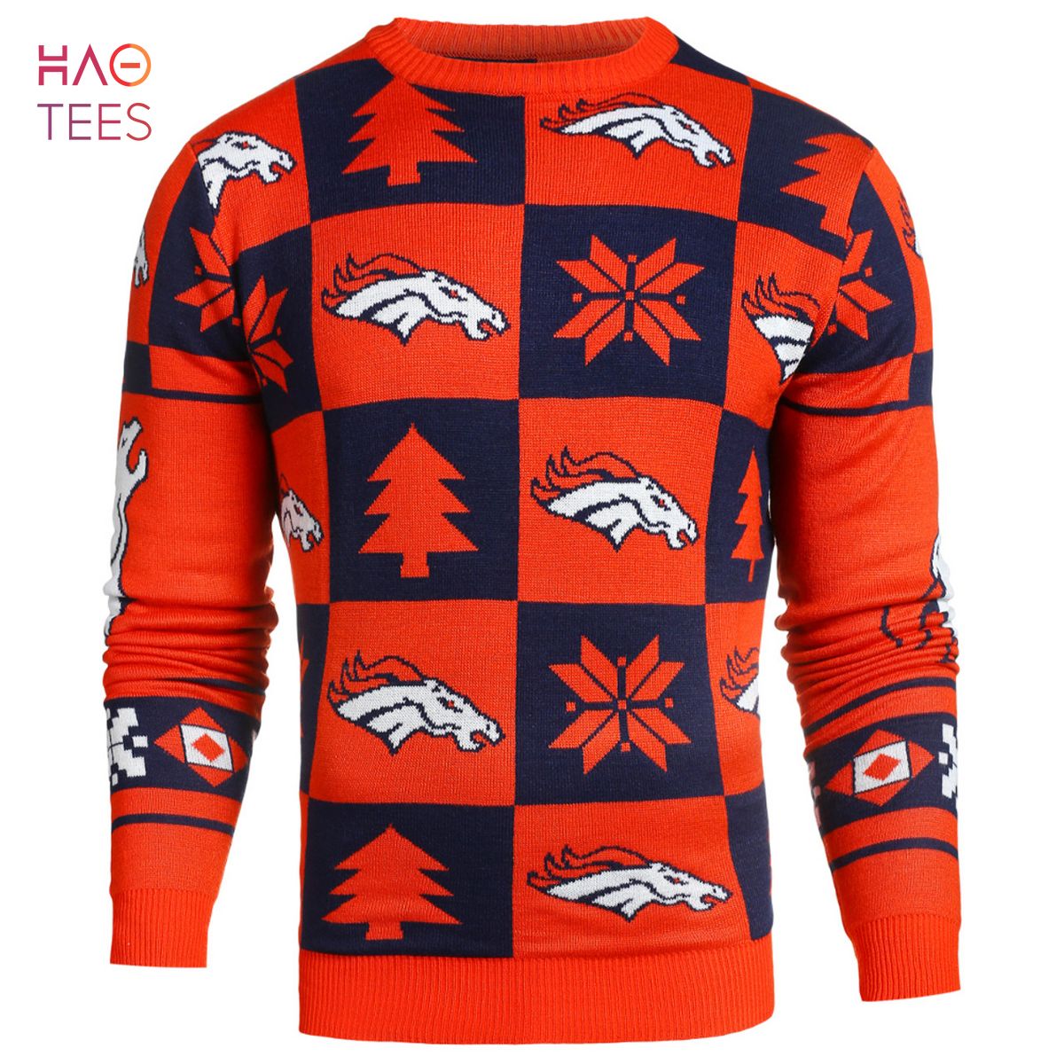 BEST Denver Broncos NFL Repeat Patches Holiday Sweater BEST Denver Broncos NFL Repeat Patches Holiday Sweater
