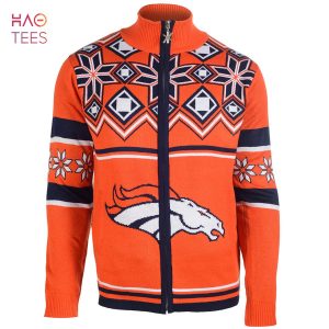 BEST Denver Broncos Split Logo NFL Sweater Jacket