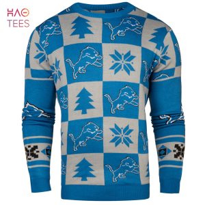 BEST Detroit Lions Patches NFL Ugly Crew Neck Sweater by Forever Collectibles