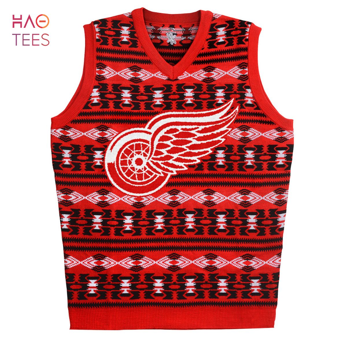 BEST Detroit Red Wings NHL Aztec Ugly Sweater Vest BEST Detroit Red Wings NHL Aztec Ugly Sweater Vest