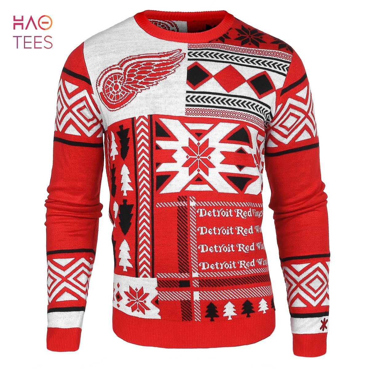 BEST Detroit Red Wings NHL Patches Ugly Sweater BEST Detroit Red Wings NHL Patches Ugly Sweater