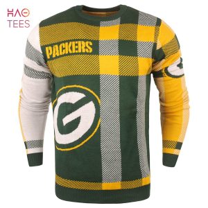 BEST Green Bay Packers Men’s Plaid Crew Neck NFL Ugly Sweater