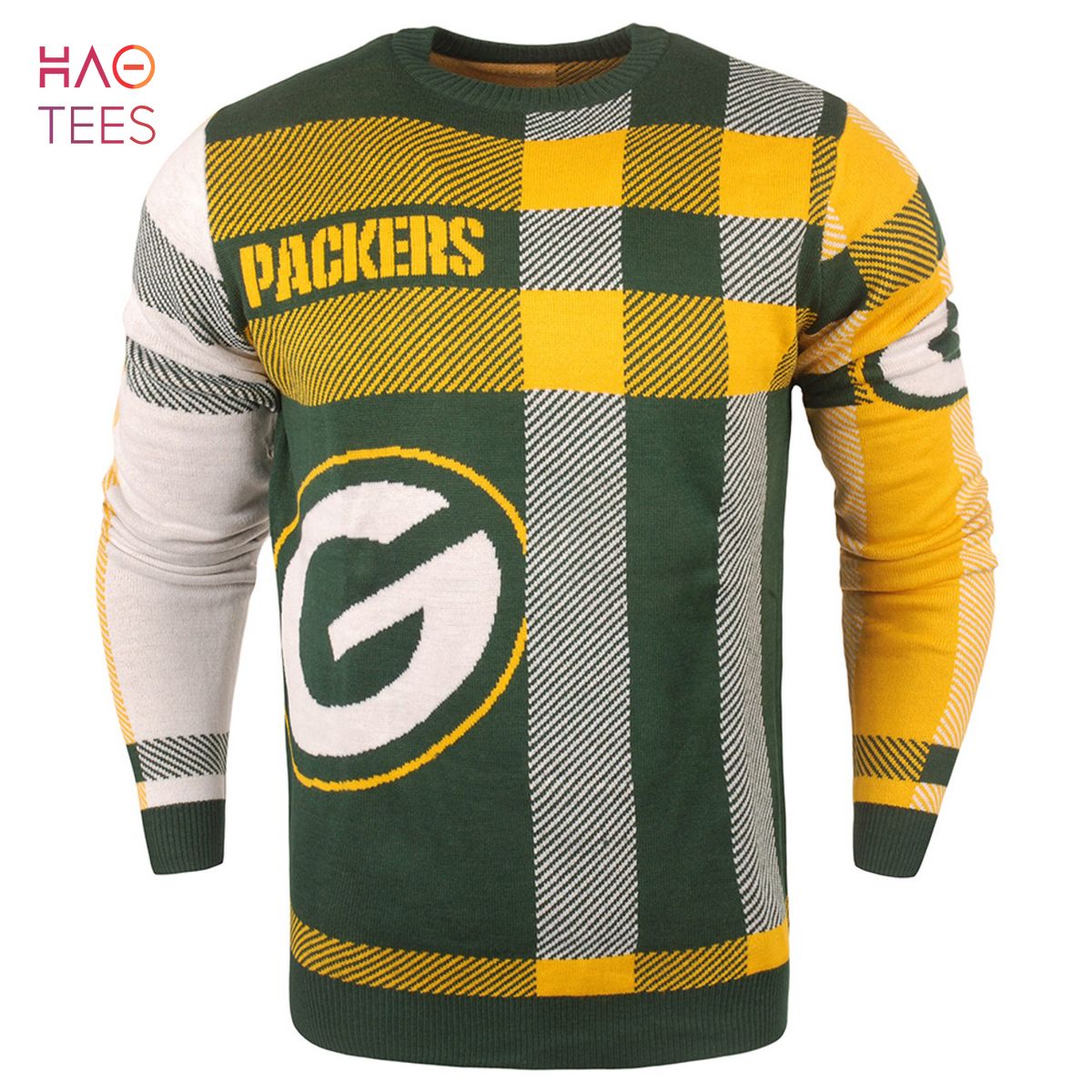 BEST Green Bay Packers Men's Plaid Crew Neck NFL Ugly Sweater BEST Green Bay Packers Men's Plaid Crew Neck NFL Ugly Sweater