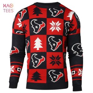 BEST Houston Texans Patches NFL Ugly Crew Neck Sweater by Forever Collectibles