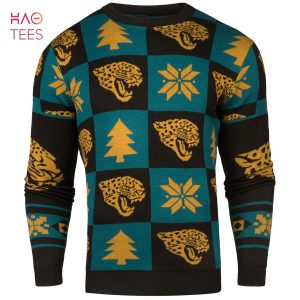 BEST Jacksonville Jaguars Patches NFL Ugly Crew Neck Sweater by Forever Collectibles