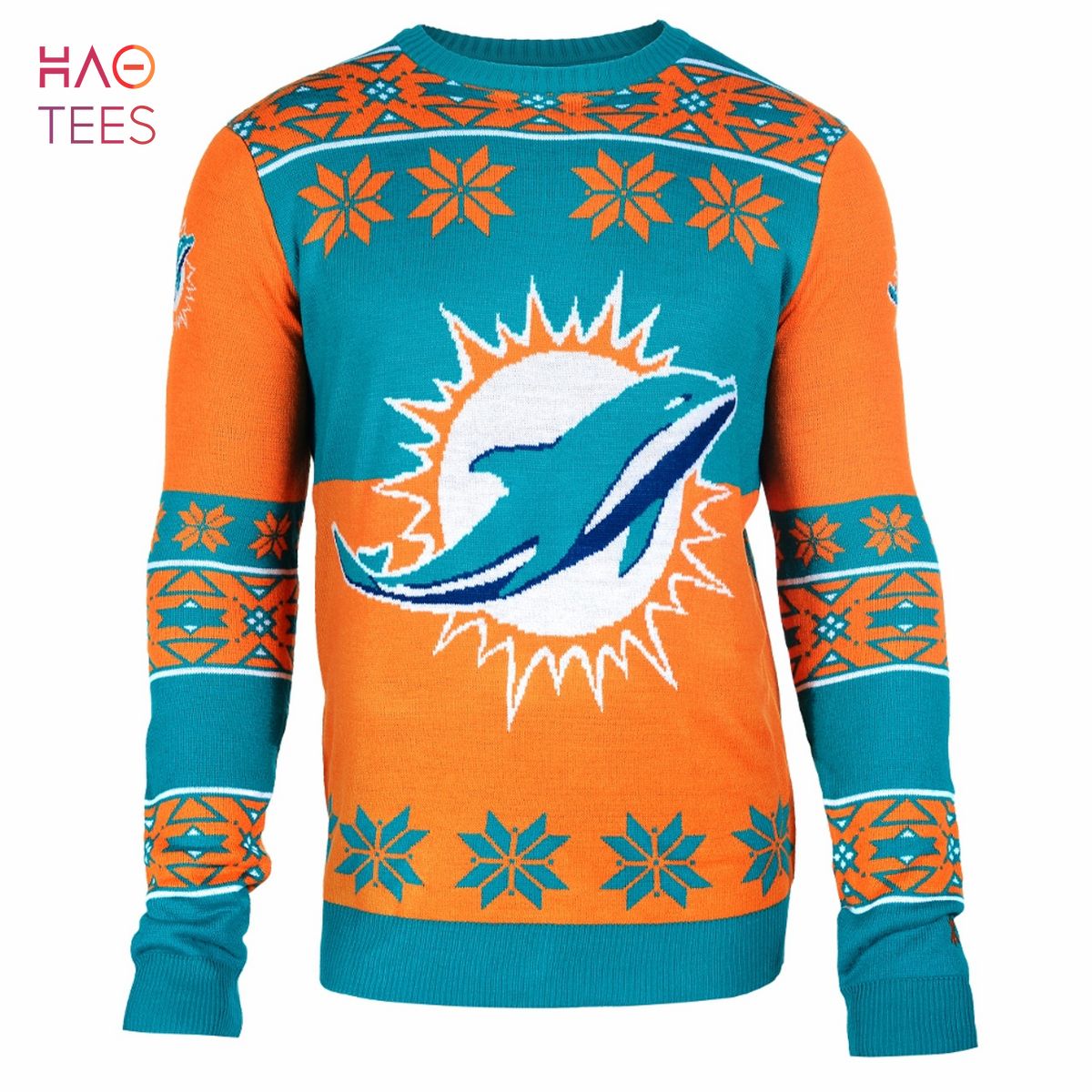 BEST Miami Dolphins Big Logo NFL Ugly Sweater