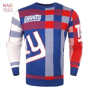 BEST New York Giants Men’s Plaid Crew Neck NFL Ugly Sweater