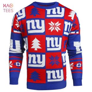BEST New York Giants NFL Repeat Patches Holiday Sweater