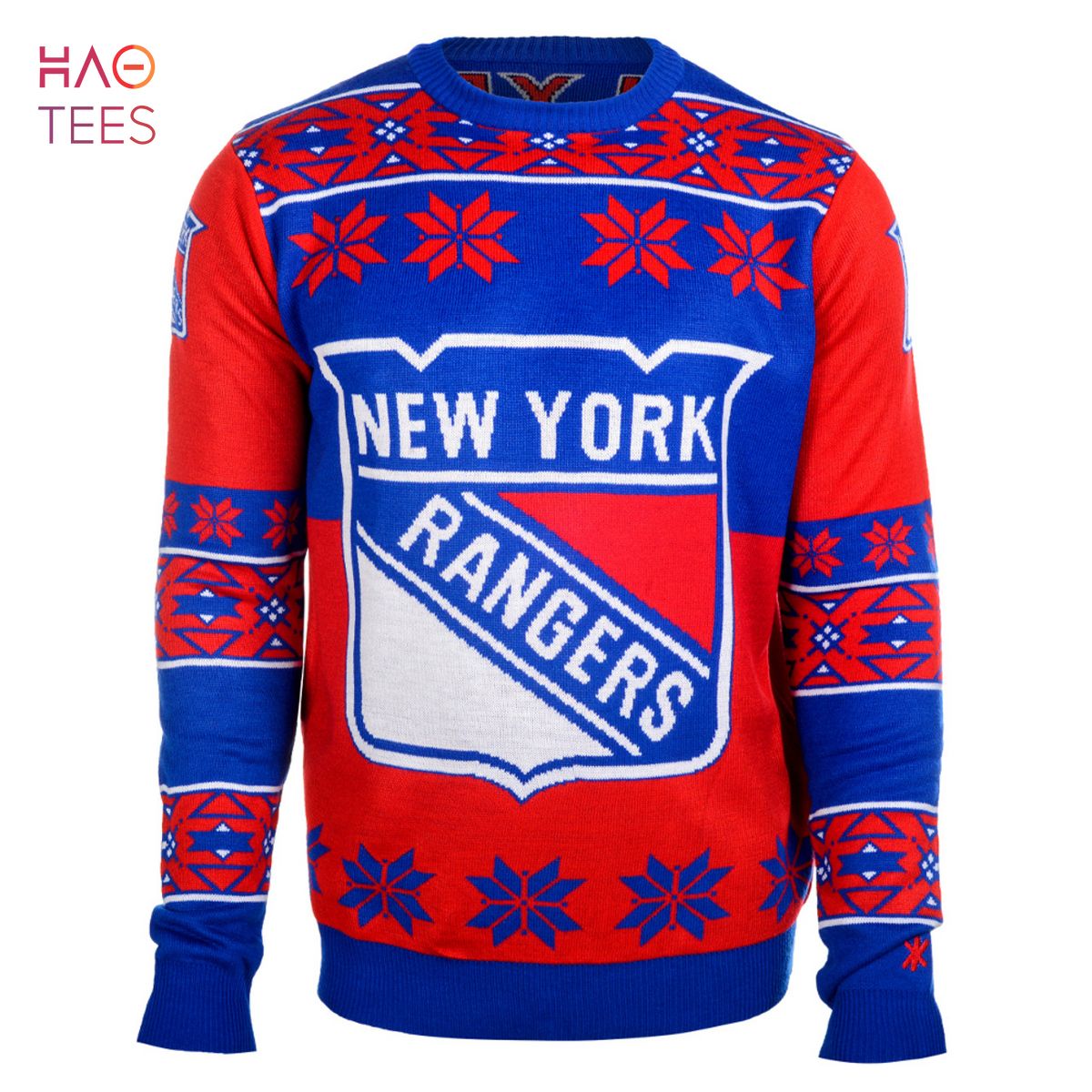 BEST New York Rangers Big Logo NHL Ugly Sweater BEST New York Rangers Big Logo NHL Ugly Sweater