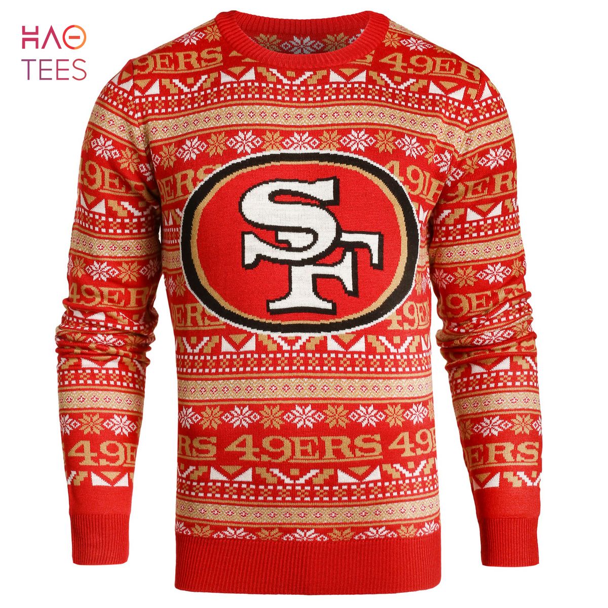 BEST San Francisco 49ers Aztec Print Ugly Crew Neck Sweater SMALL