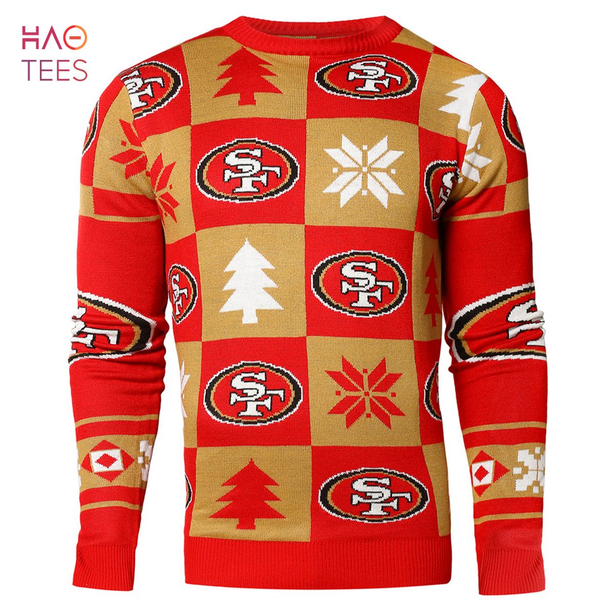 BEST San Francisco 49ers NFL Repeat Patches Holiday Sweater