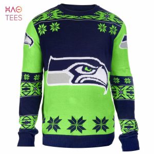 BEST Seattle Seahawks Big Logo NFL Ugly Sweater