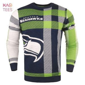 BEST Seattle Seahawks Men’s Plaid Crew Neck NFL Ugly Sweater