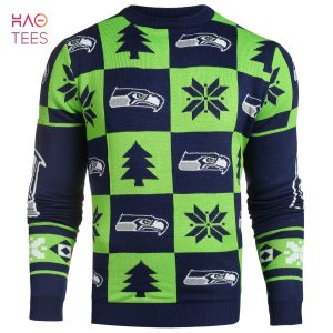 BEST Seattle Seahawks NFL Repeat Patches Holiday Sweater