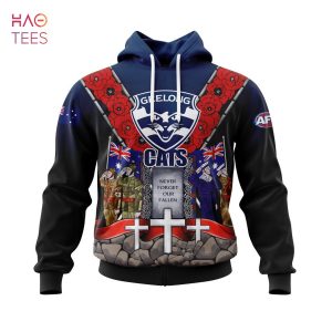 BEST AFL Geelong Football Club, Specialized 2022 Anzac Jersey Concepts 3D Hoodie – Limited Edition