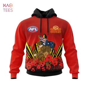 BEST AFL Gold Coast Football Club, Specialized 2022 Anzac Jersey Concepts 3D Hoodie
