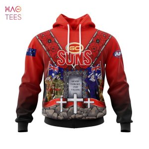 BEST AFL Gold Coast Football Club, Specialized 2022 Anzac Jersey Concepts 3D Hoodie Limited Edition