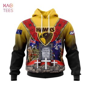 BEST AFL Hawthorn Football Club, Specialized 2022 Anzac Jersey Concepts 3D Hoodie Limited Edition