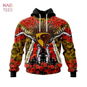 BEST AFL Hawthorn Football Club, Specialized 2022 Anzac Jersey Concepts 3D Hoodie POD Design