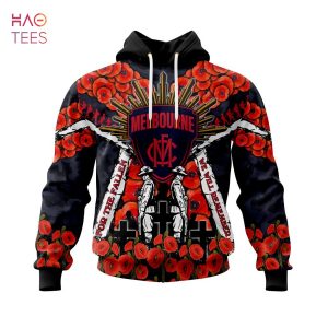 BEST AFL Melbourne Football Club, Specialized 2022 Anzac Jersey Concepts 3D Hoodie POD Design