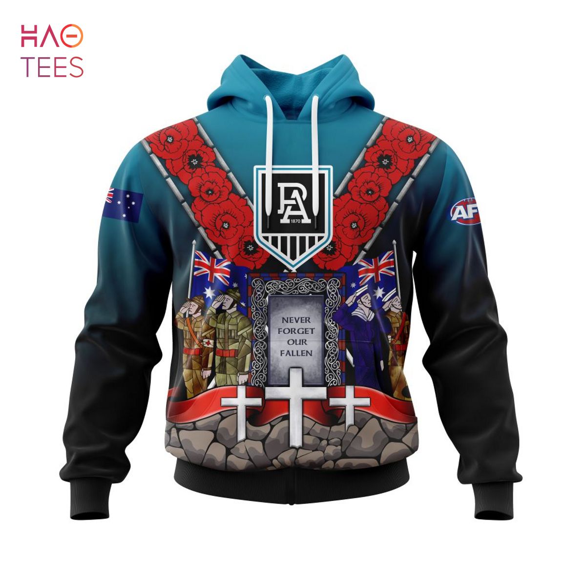 BEST AFL Port Adelaide, Specialized 2022 Anzac Jersey Concepts 3D Hoodie Limited Editionm BEST AFL Port Adelaide, Specialized 2022 Anzac Jersey Concepts 3D Hoodie Limited Editionm