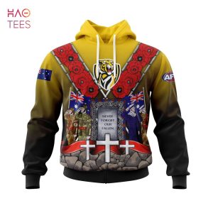 BEST AFL Richmond, Specialized 2022 Anzac Jersey Concepts 3D Hoodie POD Design