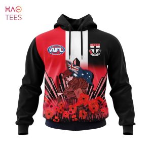 BEST AFL St Kilda Football Club, Specialized 2022 Anzac Jersey Concepts 3D Hoodie