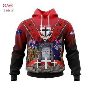 BEST AFL St Kilda Football Club, Specialized 2022 Anzac Jersey Concepts 3D Hoodie POD Design