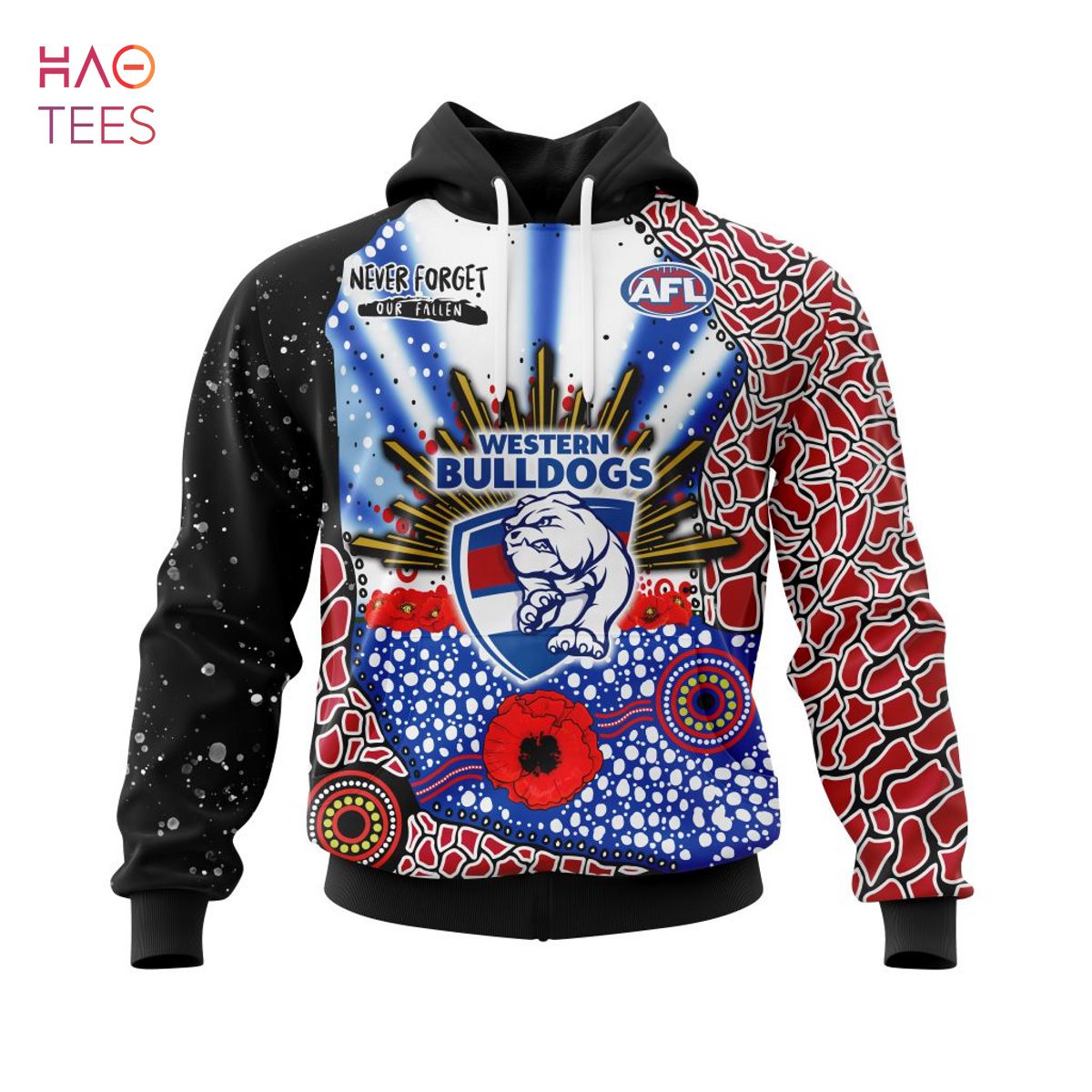 BEST AFL Western Bulldogs, Specialized Anzac Jersey Concepts 3D Hoodie BEST AFL Western Bulldogs, Specialized Anzac Jersey Concepts 3D Hoodie