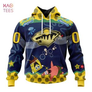 BEST Minnesota Wild, Specialized Jersey With SpongeBob 3D Hoodie
