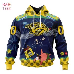 BEST Nashville Predators, Specialized Jersey With SpongeBob 3D Hoodie