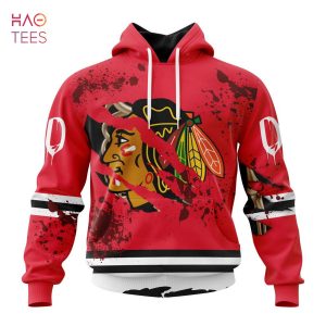 BEST NHL Chicago BlackHawks, Specialized Design Jersey With Your Ribs For Halloween 3D Hoodie
